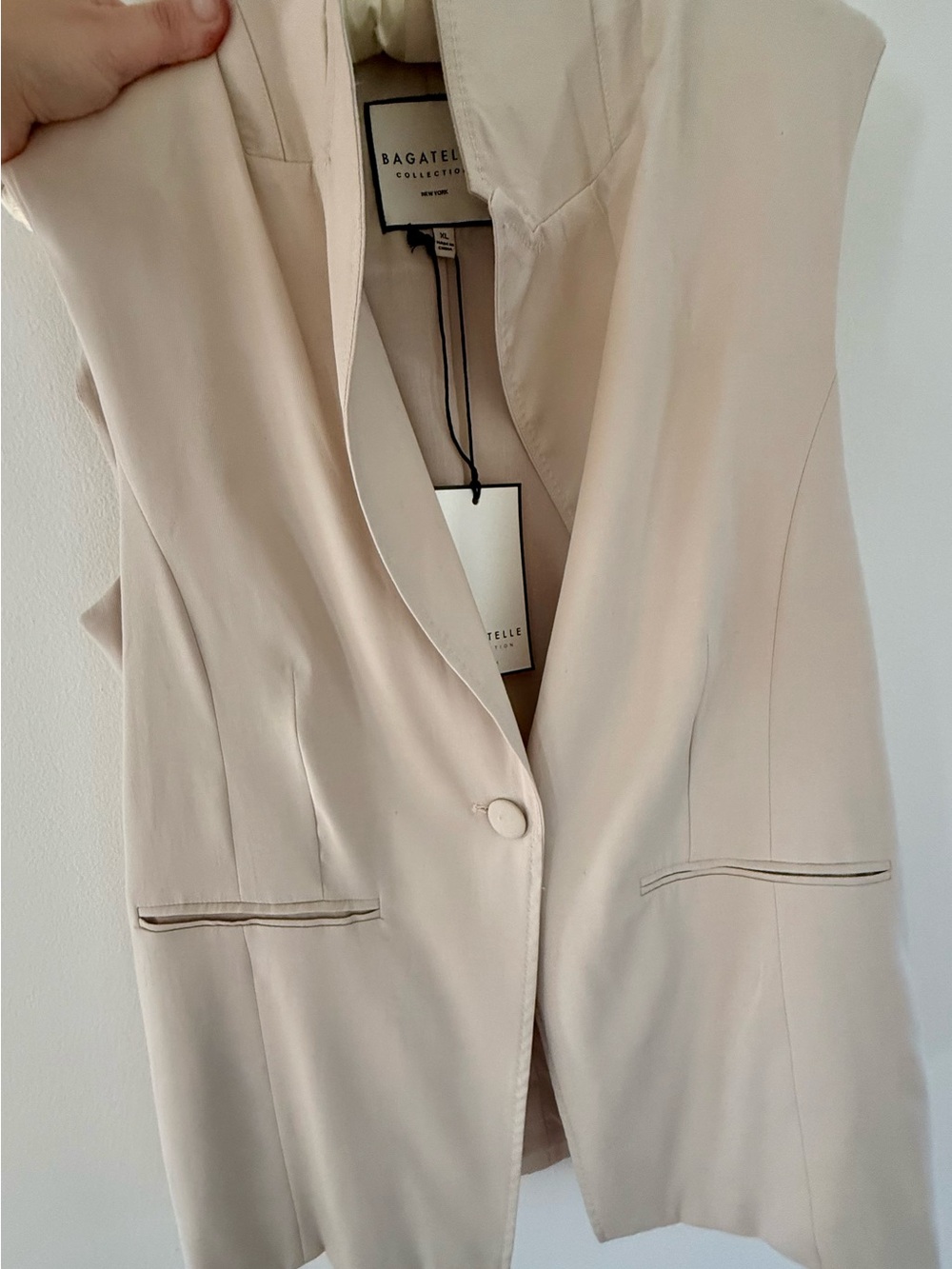 Bagatelle Cream Sleeveless Blazer Vest XL - Picture 3 of 10